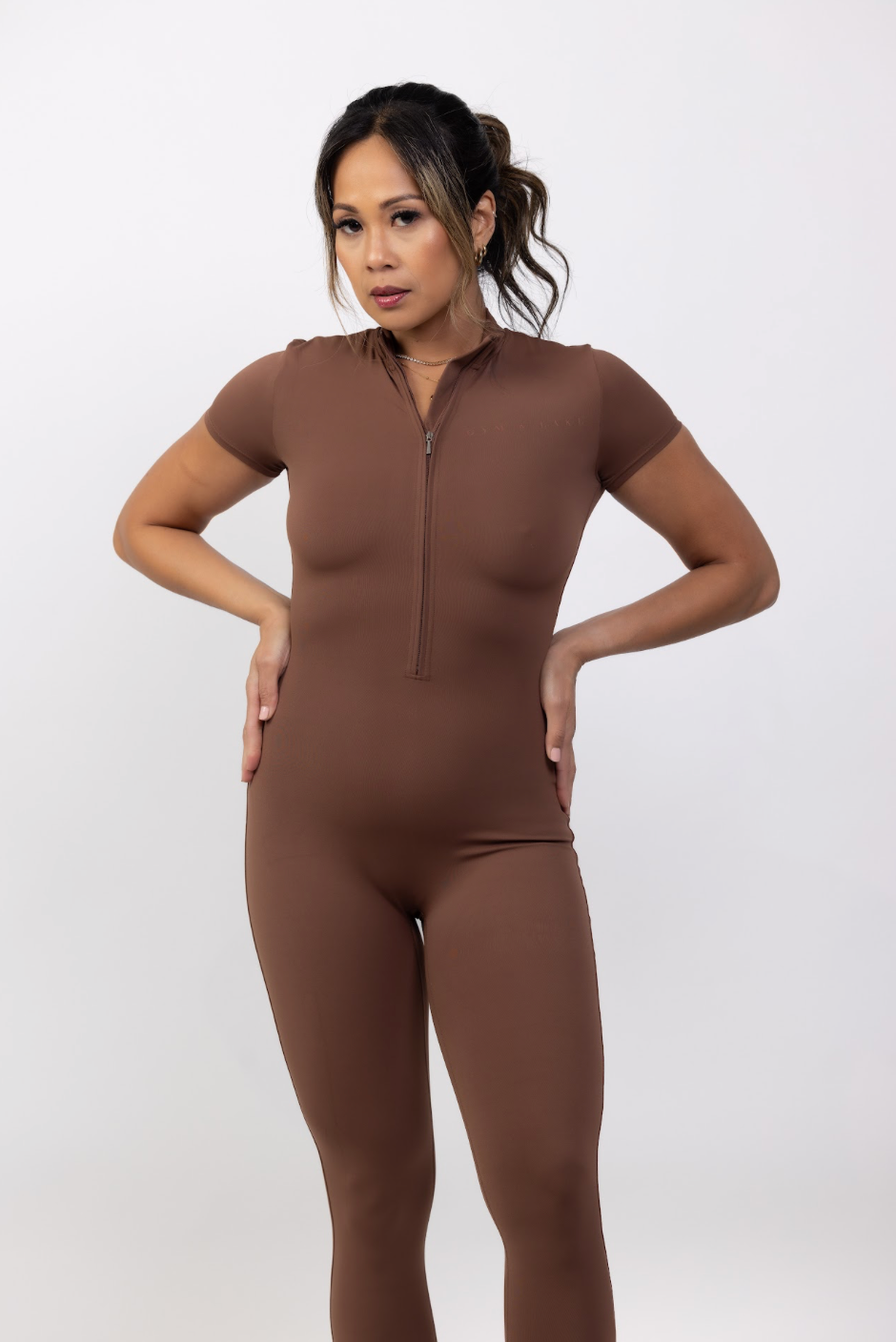 Coffee & Walnut Zip Jumpsuit